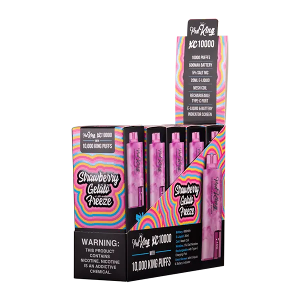 BUY 1 GET 1 FREE Strawberry Gelato Freeze Pod King XC10000 | Vape Amazon India Pod King
