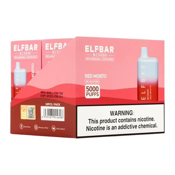 BUY 1 GET 1 FREE Red Mojito Elf Bar 5000 | Vape Amazon India EBDESIGN